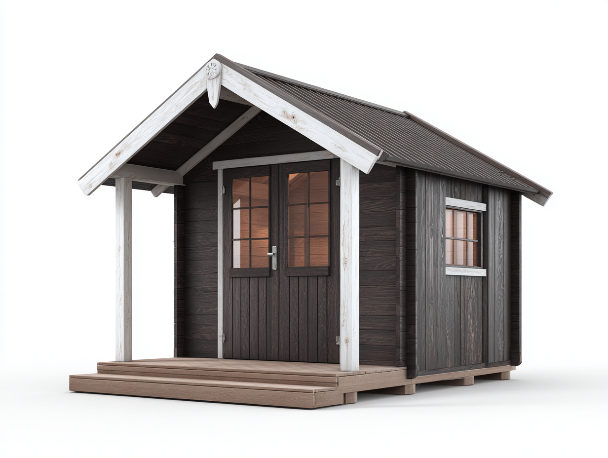 Gartenhäuser Holz 260x220x240 cm - Dunkelbraun-Weiß-Grau - Klassisches Design geeignet für Außenbereich-Ziriroom