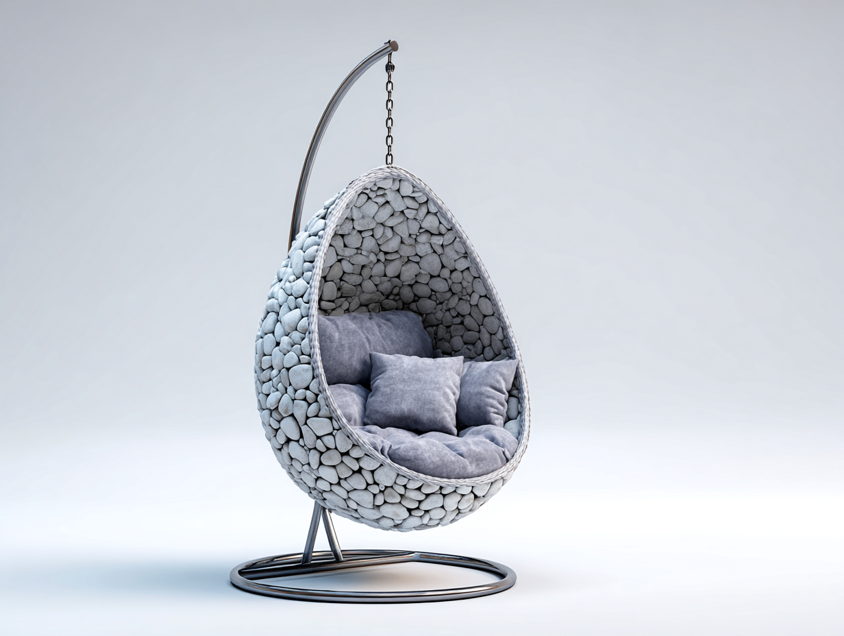Hängesessel für Garten Polyrattan-Metall 105x105x195 cm - Hellgrau-Grau - Modernes Design geeignet für Außenbereich-Ziriroom