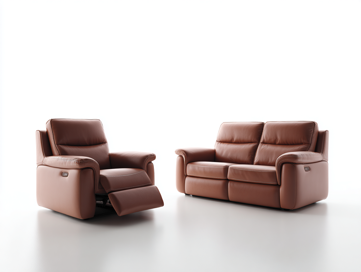 Relaxsofa Sets Kunstleder Holz 210x92x98 cm - Braun - Modernes Design-Ziriroom