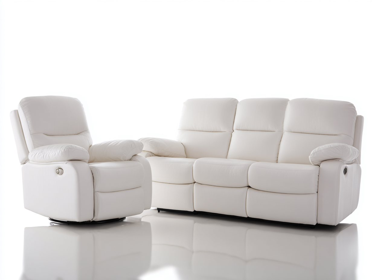 Relaxsofa Sets Kunstleder Holz 220x95x102 cm - Weiß - Modernes Design-Ziriroom