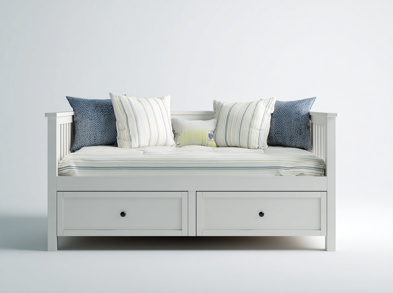 Sofás cama de madera 200x90x75 cm - Blanco - 2 cajones - Diseño moderno-Codornahome
