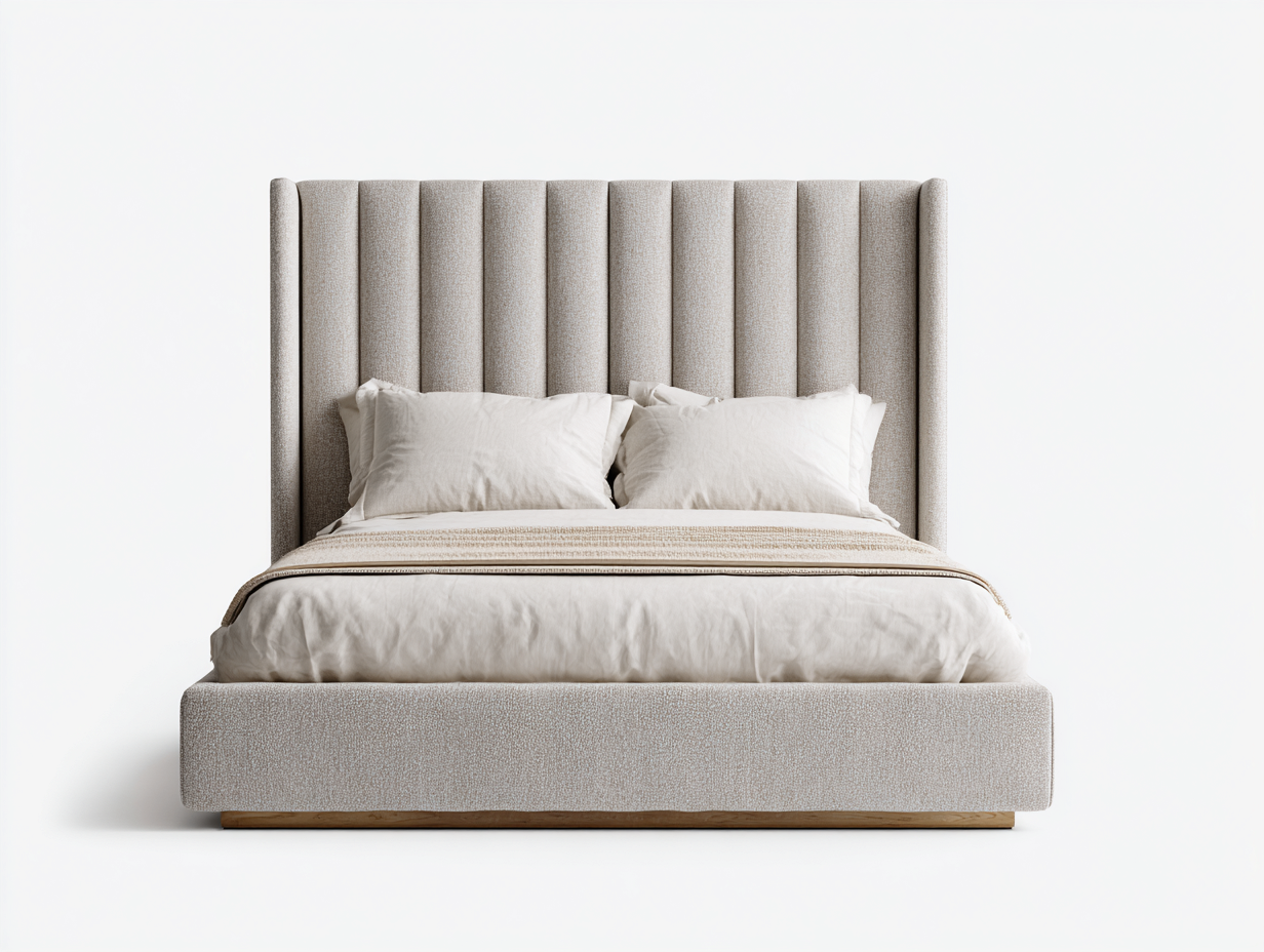 Camas dobles tapizadas 200x180x120 cm - color beige - cabecero alto acolchado - diseño moderno para dormitorio-Codornahome