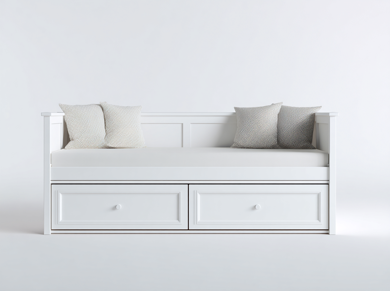Sofás cama madera 200x90x75 cm - blanco - estilo clásico con 2 cajones-Codornahome
