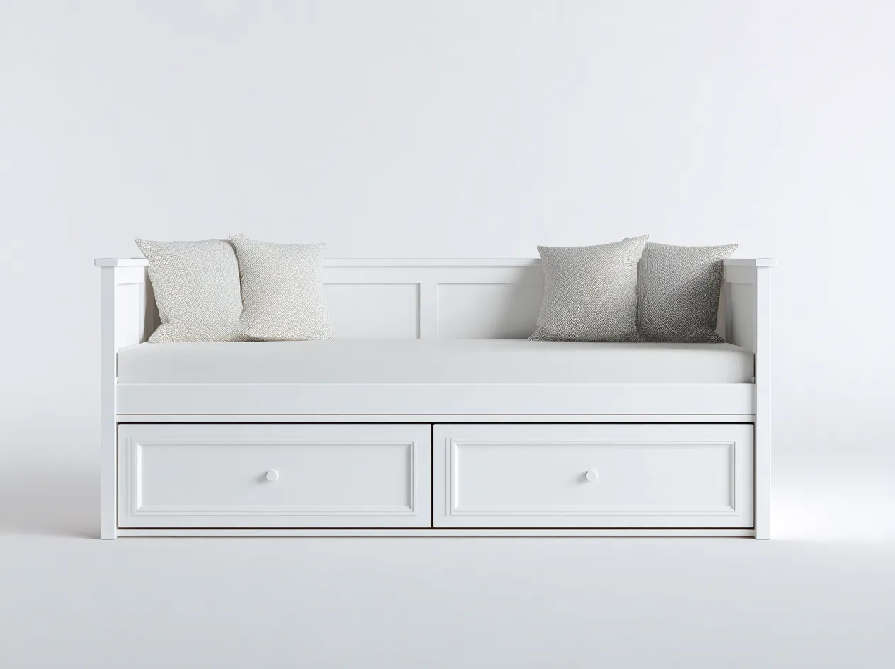 Sofás cama madera 200x90x75 cm - blanco - estilo clásico con 2 cajones-Codornahome