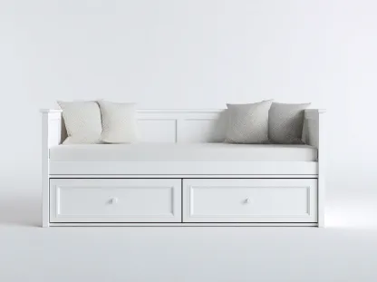 Sofás cama madera 200x90x75 cm - blanco - estilo clásico con 2 cajones-Codornahome