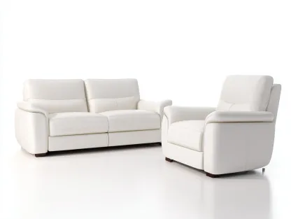 Conjunto de sofás reclinables de cuero sintético 200x90x95 cm - Blanco - 2 plazas y 1 plaza - Diseño moderno-Codornahome