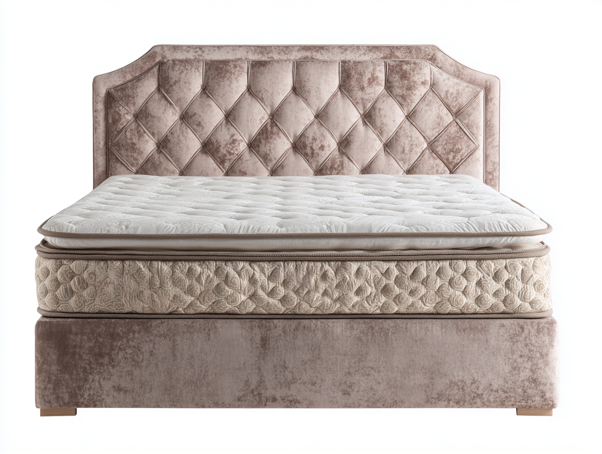 Camas dobles tapizadas 200x180x115 cm - beige - diseño elegante con cabecero acolchado-Codornahome