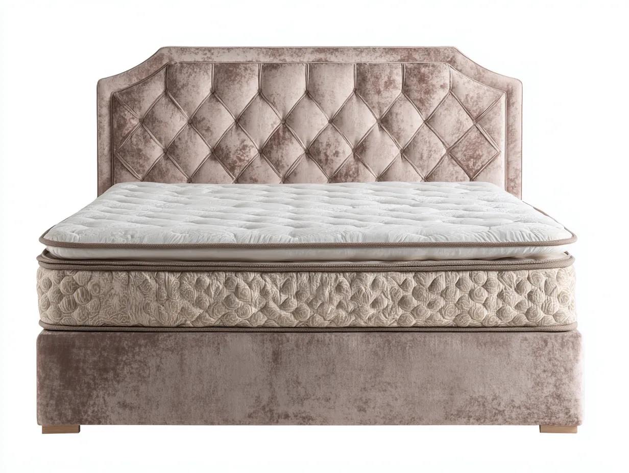 Camas dobles tapizadas 200x180x115 cm - beige - diseño elegante con cabecero acolchado-Codornahome