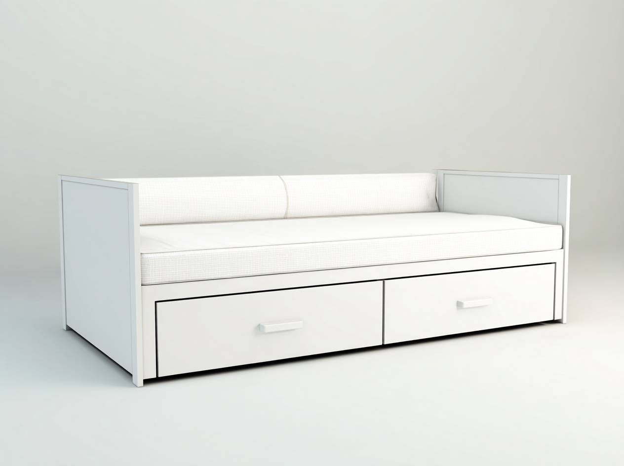 Sofás cama madera con cajones 200x90x75 cm - color blanco - diseño moderno con función cama para salón-Codornahome