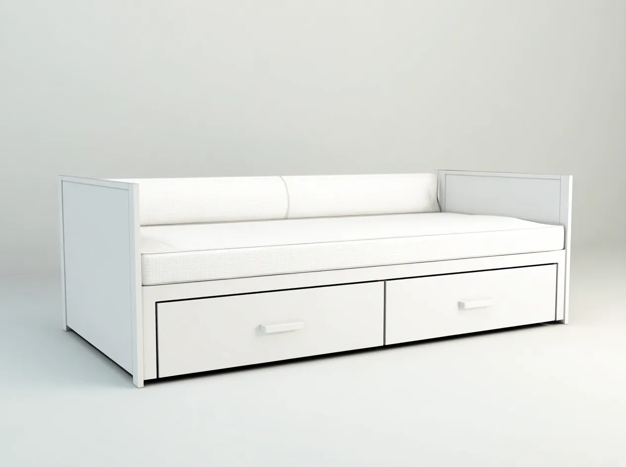 Sofás cama madera con cajones 200x90x75 cm - color blanco - diseño moderno con función cama para salón-Codornahome