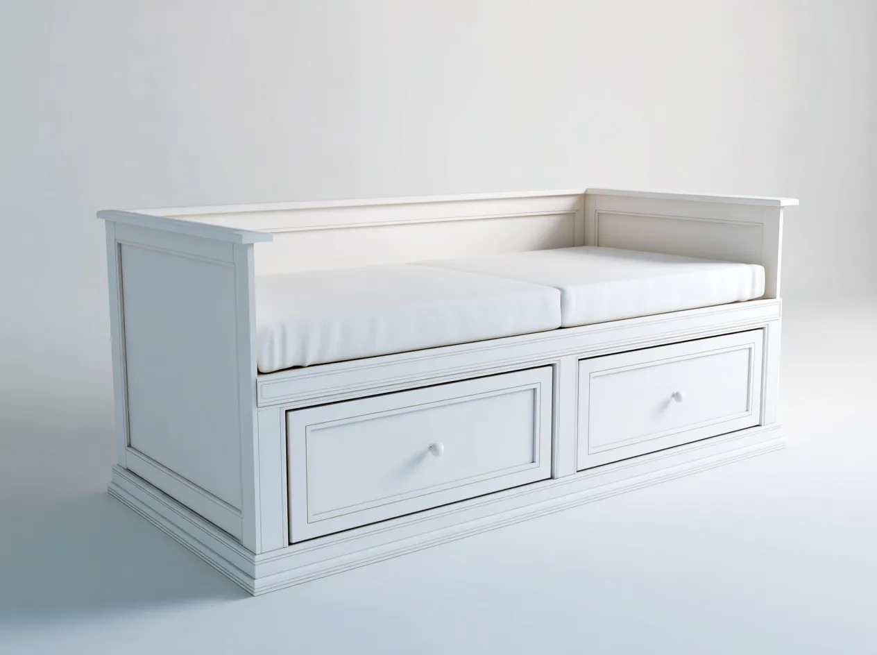 Sofás cama de madera 200x90x75 cm - blanco - 2 cajones - diseño clásico-Codornahome