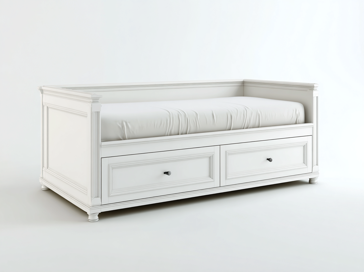 Sofás cama 200x90x85 cm - blanco - diseño clásico con 2 cajones-Codornahome