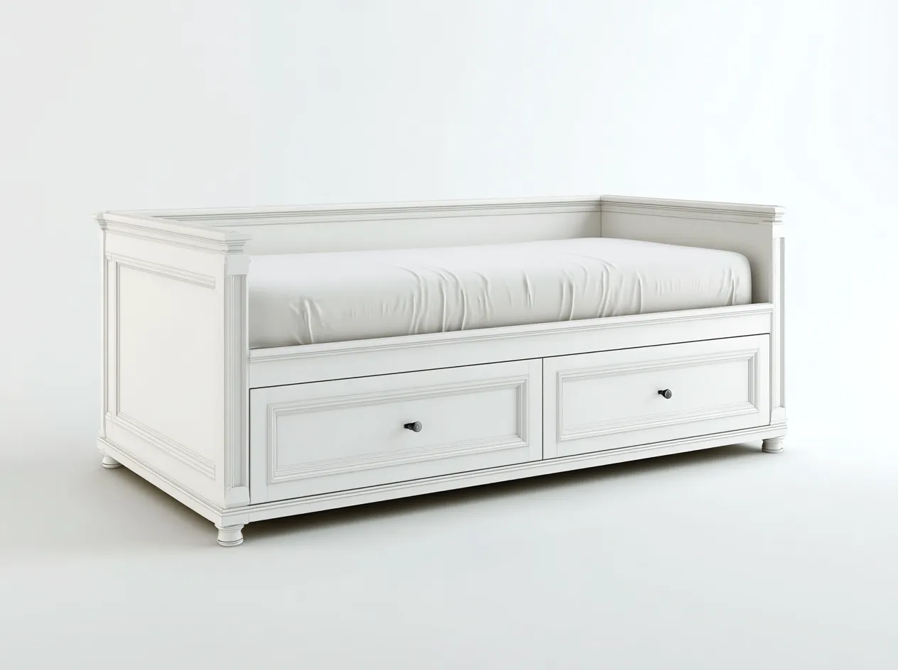 Sofás cama 200x90x85 cm - blanco - diseño clásico con 2 cajones-Codornahome