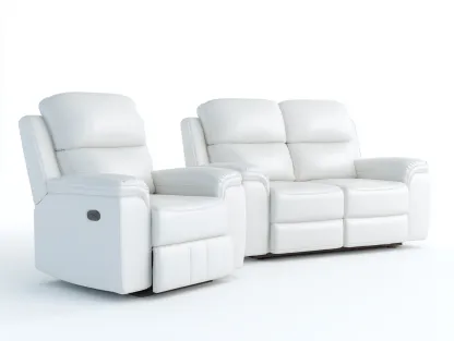 Conjunto de sofás reclinables cuero sintético 2 plazas - sillón 190x95x100 cm - blanco - diseño moderno-Codornahome
