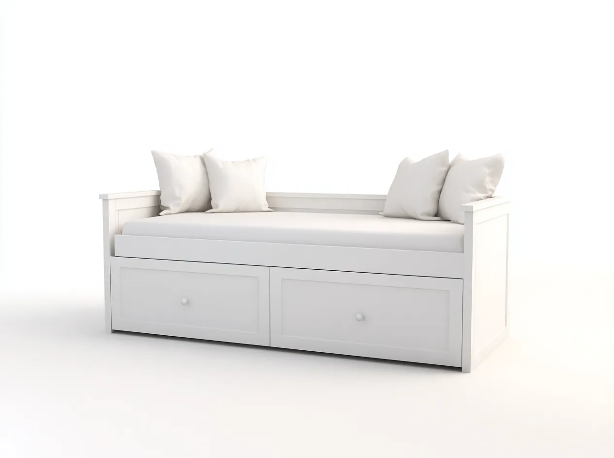 Sofás cama de madera 200x90x80 cm - color blanco - con 2 cajones - diseño moderno para salón-Codornahome