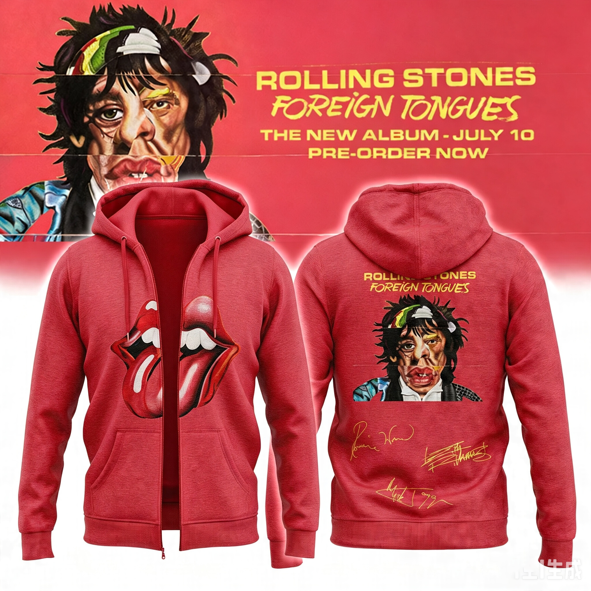 ,,,The Rolling Stones Foreign Tongues Album – Zip Hoodie