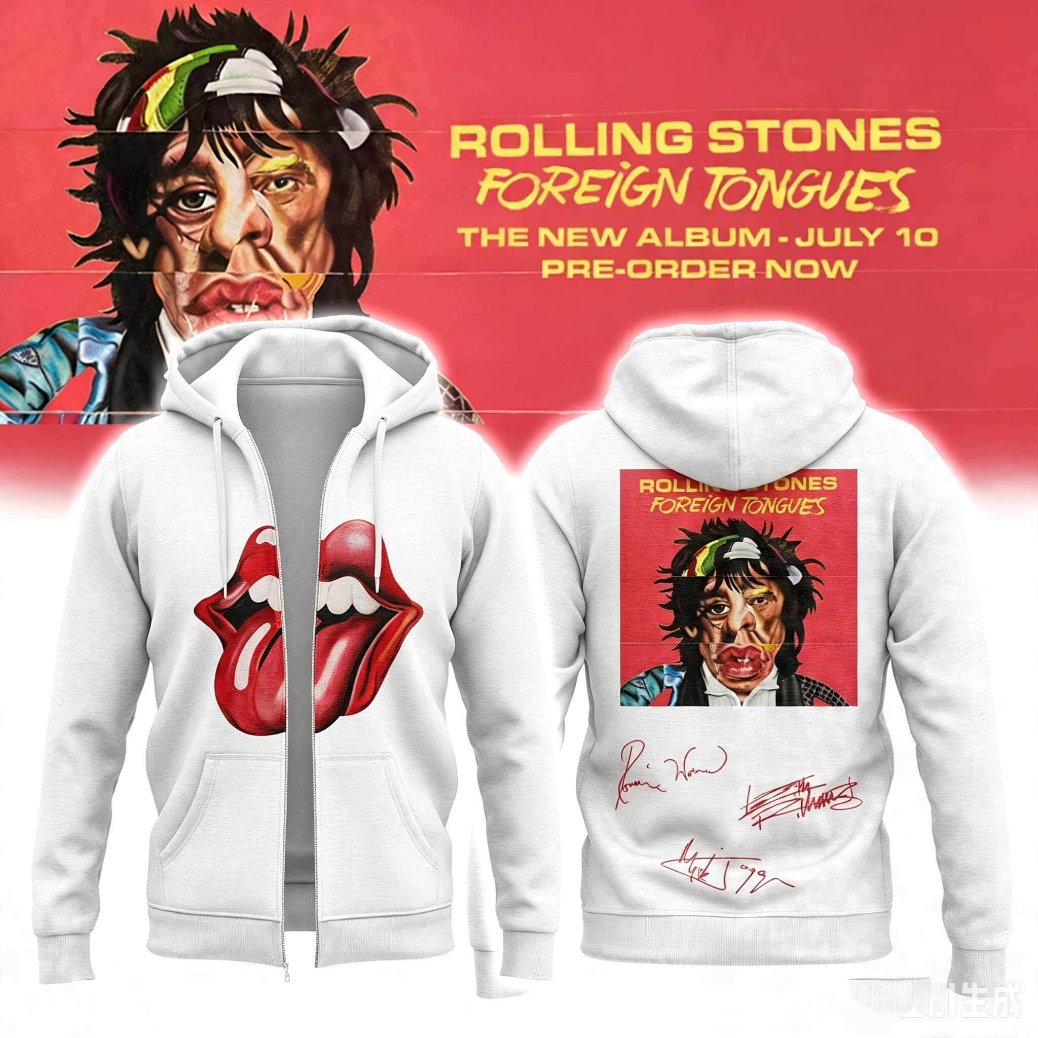 ,The Rolling Stones Foreign Tongues Album – Zip Hoodie