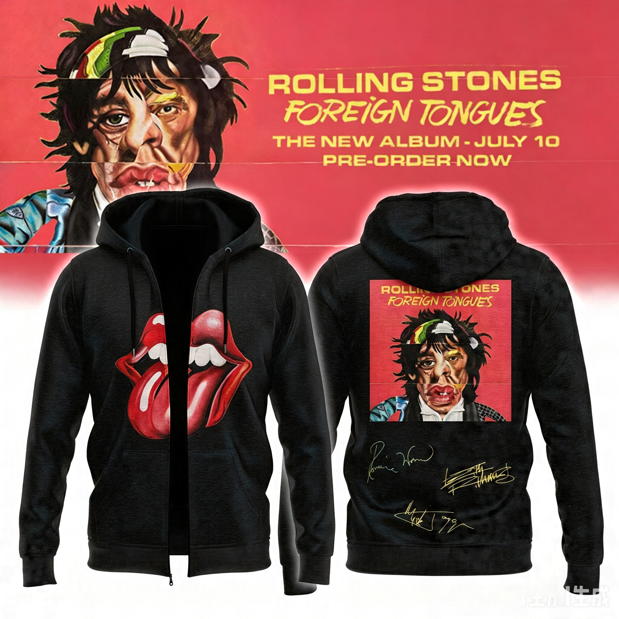 ,The Rolling Stones Foreign Tongues Album – Zip Hoodie