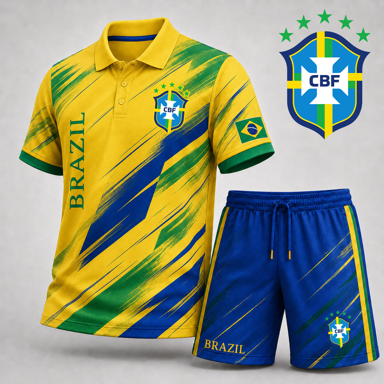 Brazil | Premium WC26 Lightning Crest Polo & Shorts Set