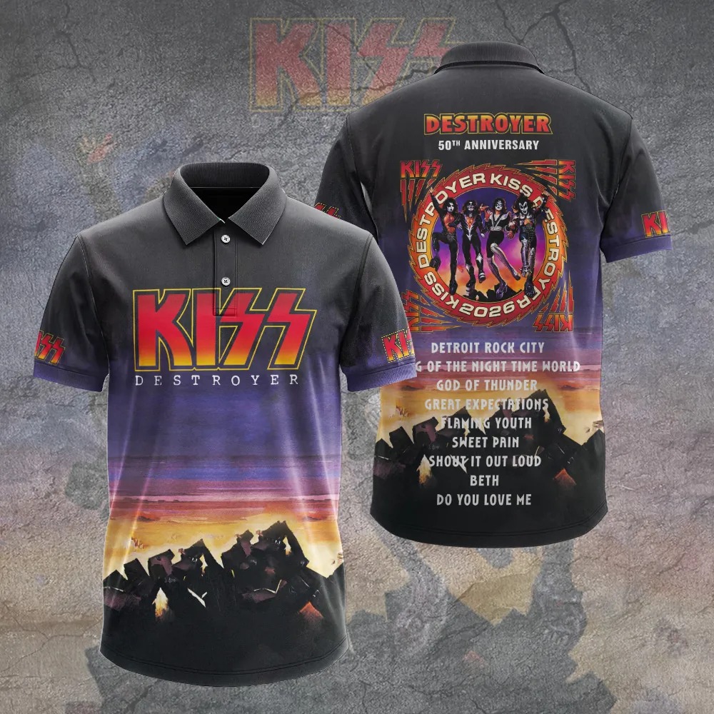 KISS Destroyer 50th Anniversary 2026 3D Apparel Polo