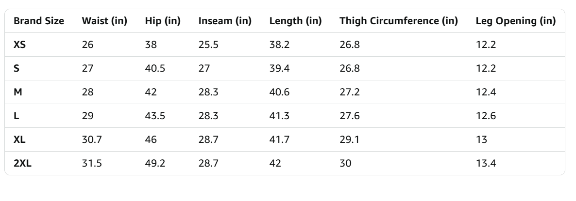 Size Chart