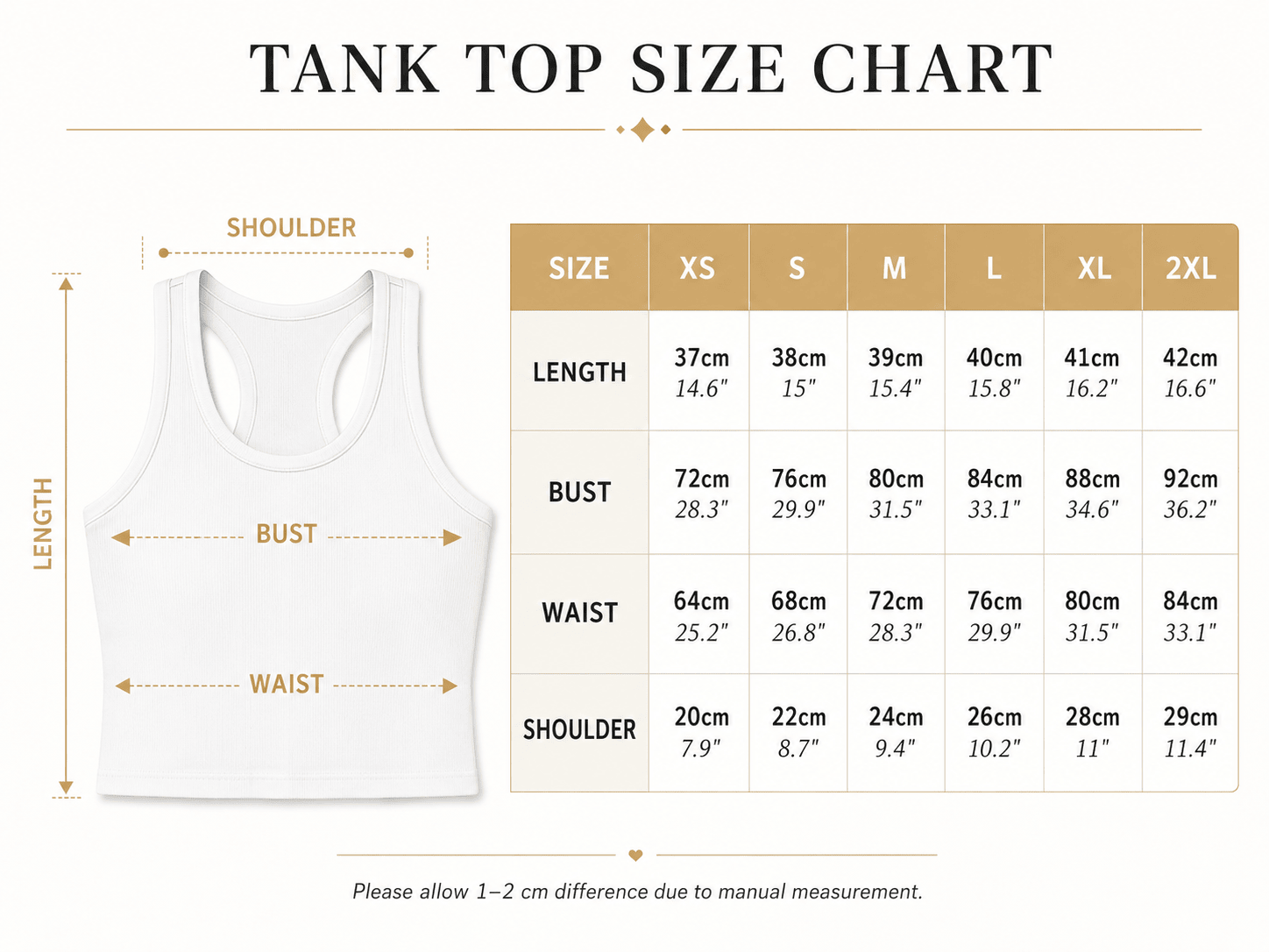 Tank Top Size Chart
