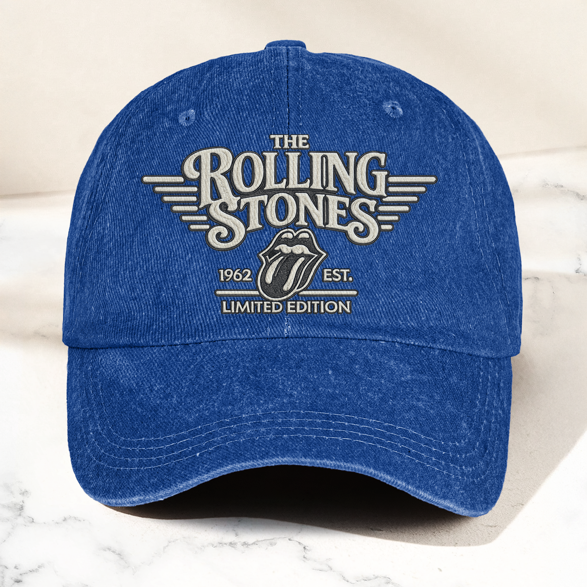 The Rolling Stones Tongue Logo Est 1962 Denim Cap