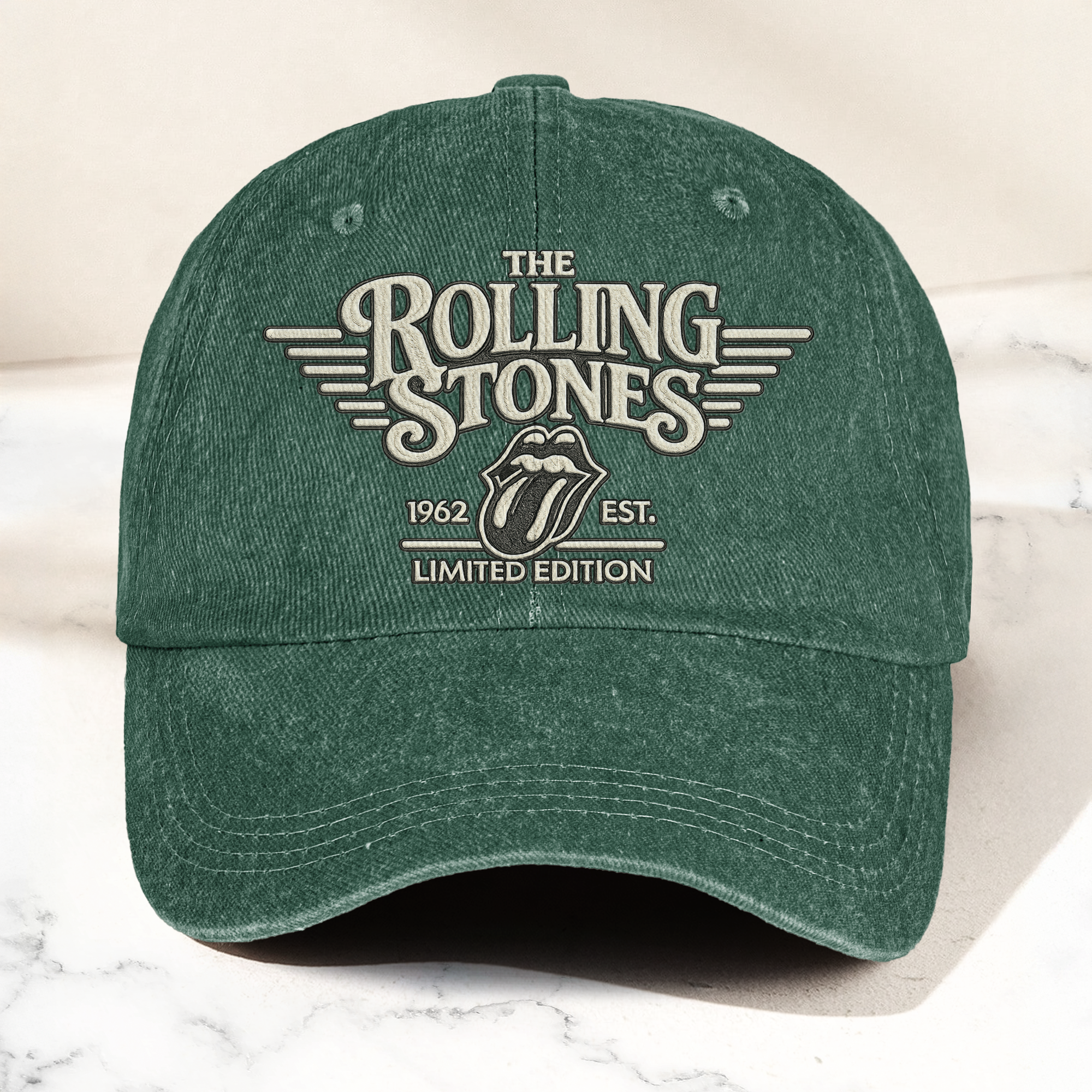 The Rolling Stones Tongue Logo Est 1962 Denim Cap