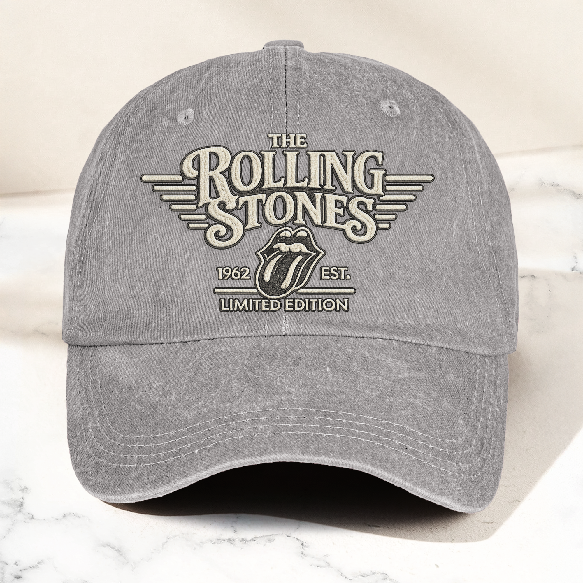 The Rolling Stones Tongue Logo Est 1962 Denim Cap