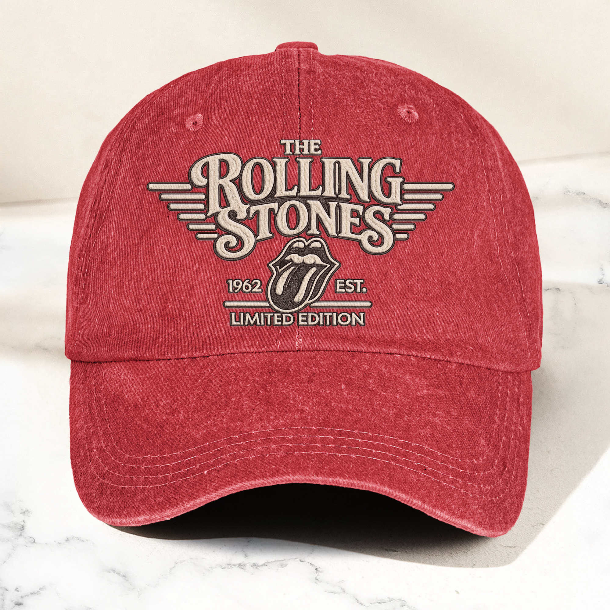 The Rolling Stones Tongue Logo Est 1962 Denim Cap