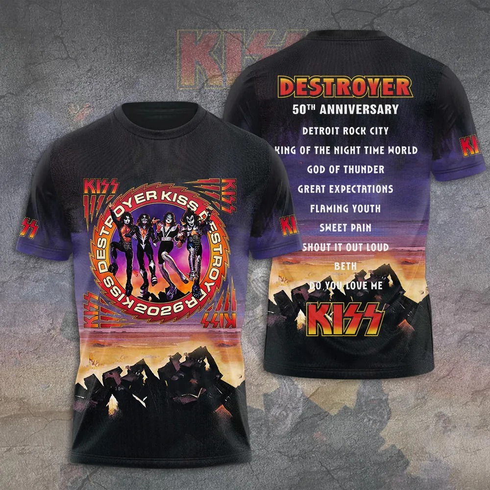 KISS Destroyer 50th Anniversary 2026 3D Apparel T-Shirt 