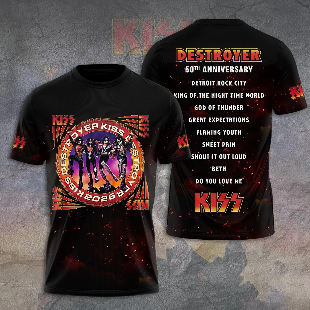 KISS Destroyer 50th Anniversary 2026 3D Apparel T-Shirt 