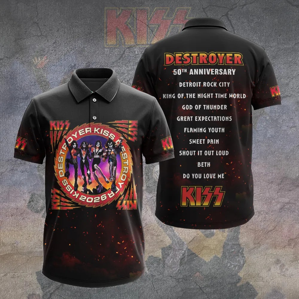 KISS Destroyer 50th Anniversary 2026 3D Apparel Polo