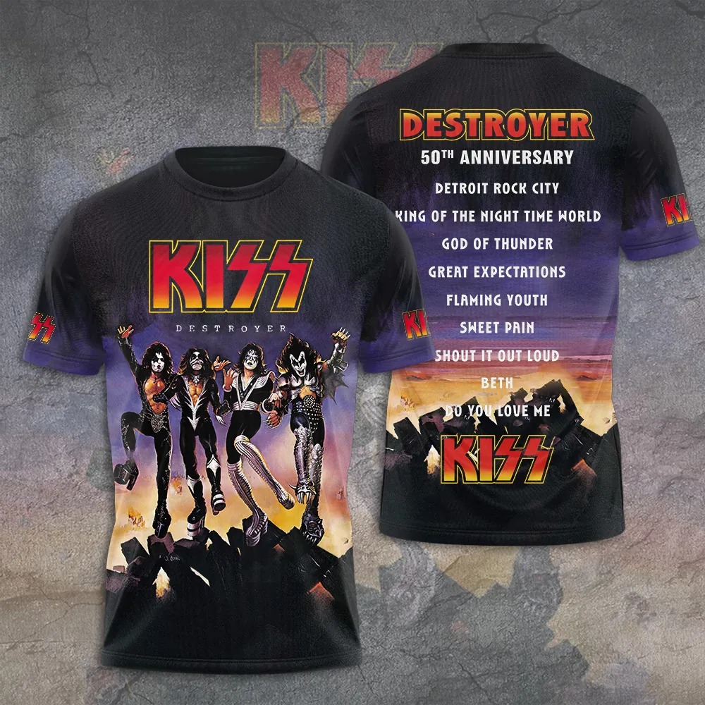 KISS Destroyer 50th Anniversary 2026 3D Apparel T-Shirt 