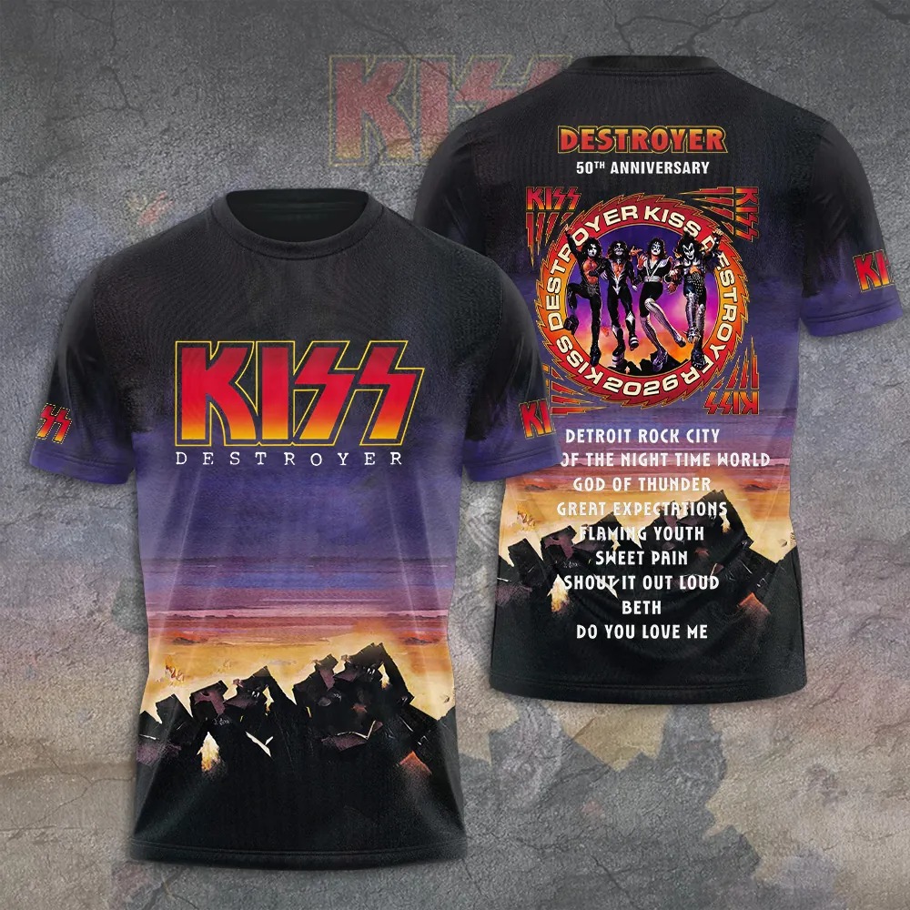 KISS Destroyer 50th Anniversary 2026 3D Apparel T-Shirt