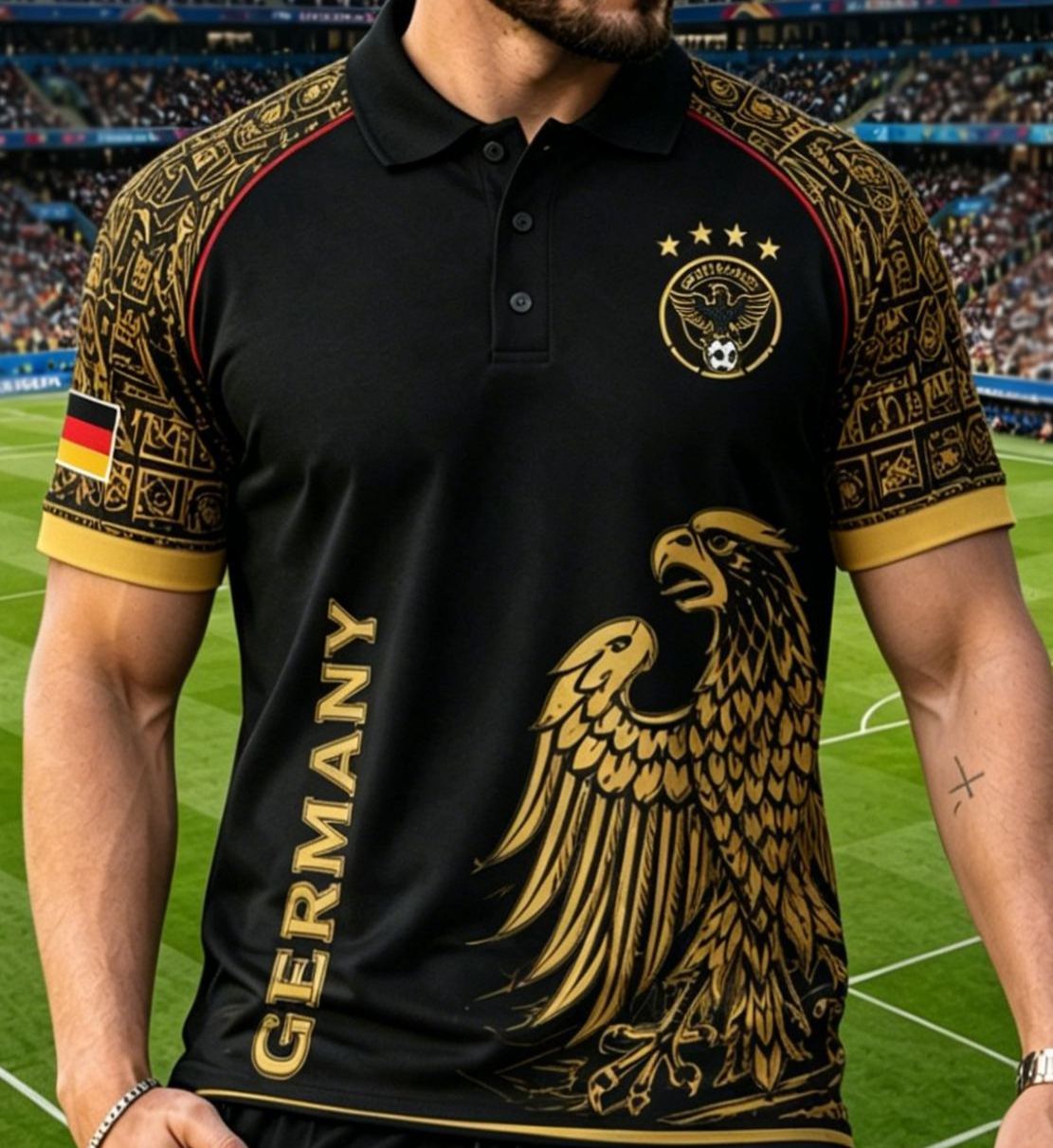 Men's German Football Lover Print Casual Polo