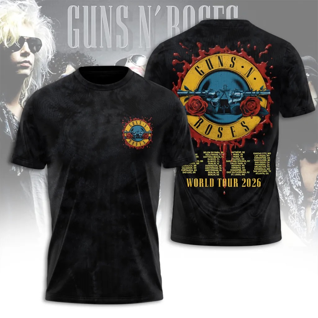 Guns N’ Roses Tour 2026 3D Apparel T-Shirt