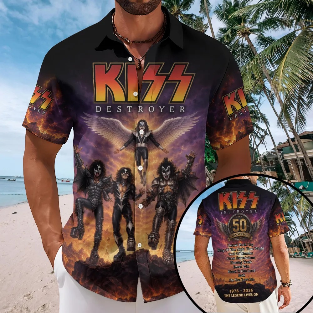 KISS Short Sleeve Button-Down Shirt