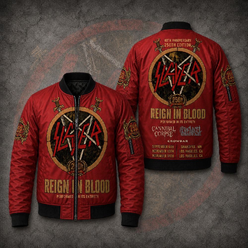 Slayer 40th Anniversary Reign In Blood 2026 3D Bomber Jacket 