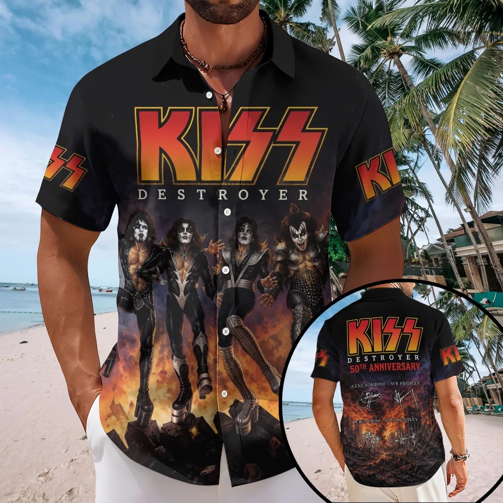 KISS Short Sleeve Button-Down Shirt