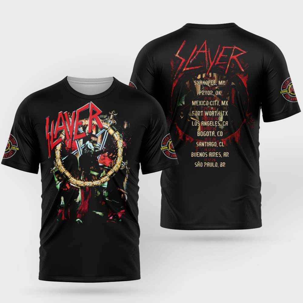 REIGN IN BLOOD 40TH ANNIVERSARY TOUR 2026 3D Unisex T-Shirt