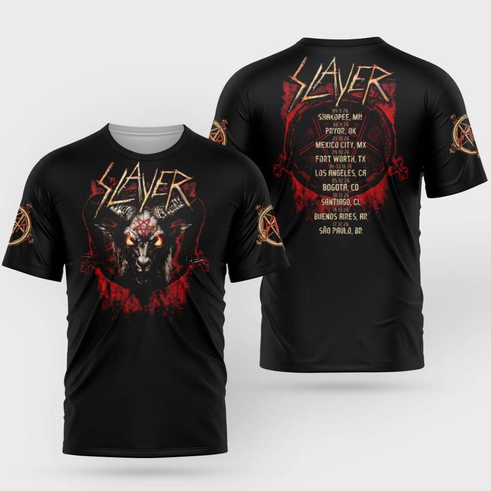 Slayer Tour 2026 3D Unisex T-Shirt