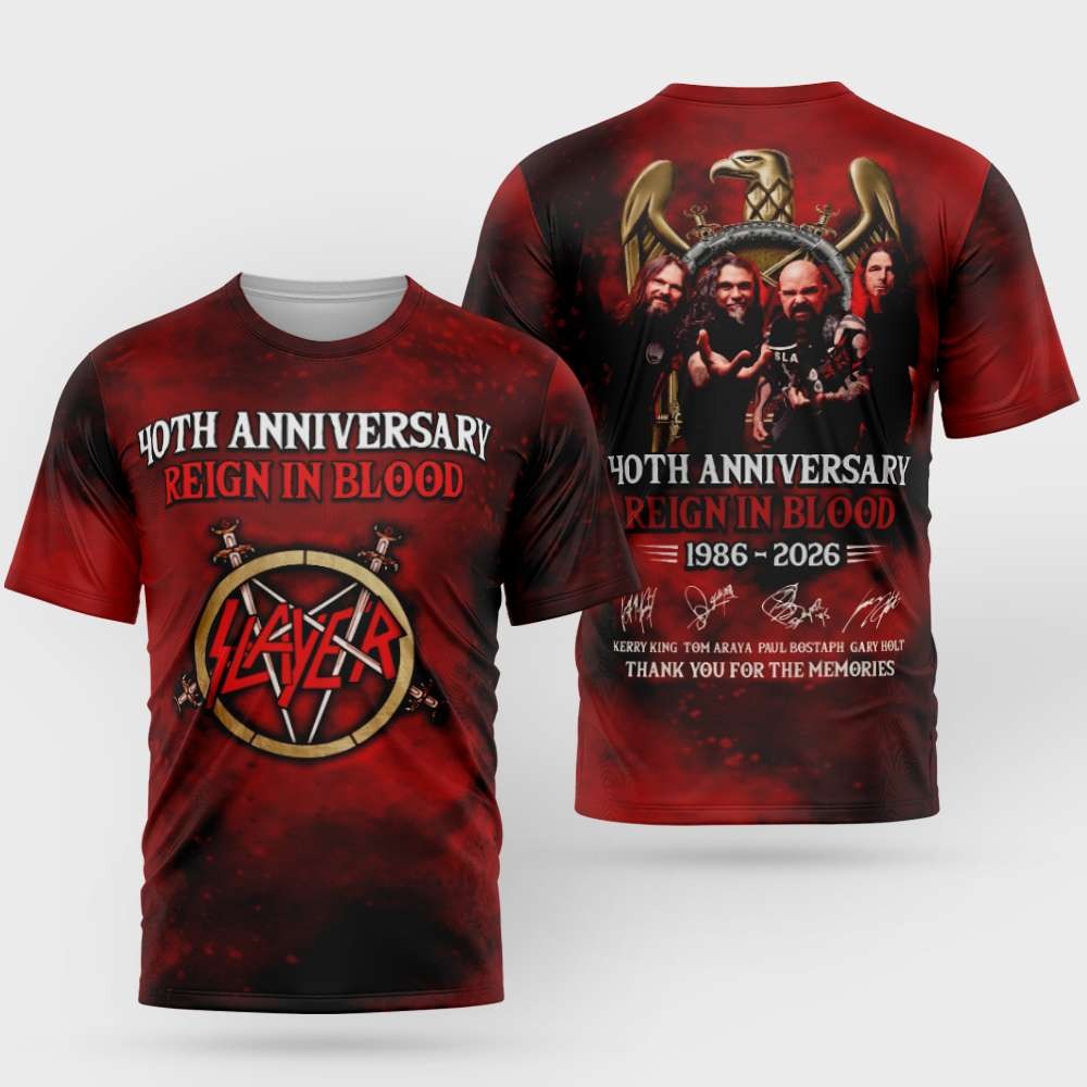 Reign In Blood 40th Anniversary 1986-2026 - 3D Unisex T-Shirt