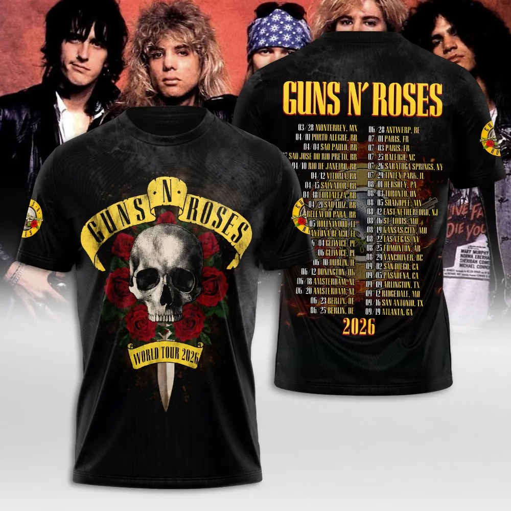 Guns N’ Roses 2026 3D Apparel T-shirt 