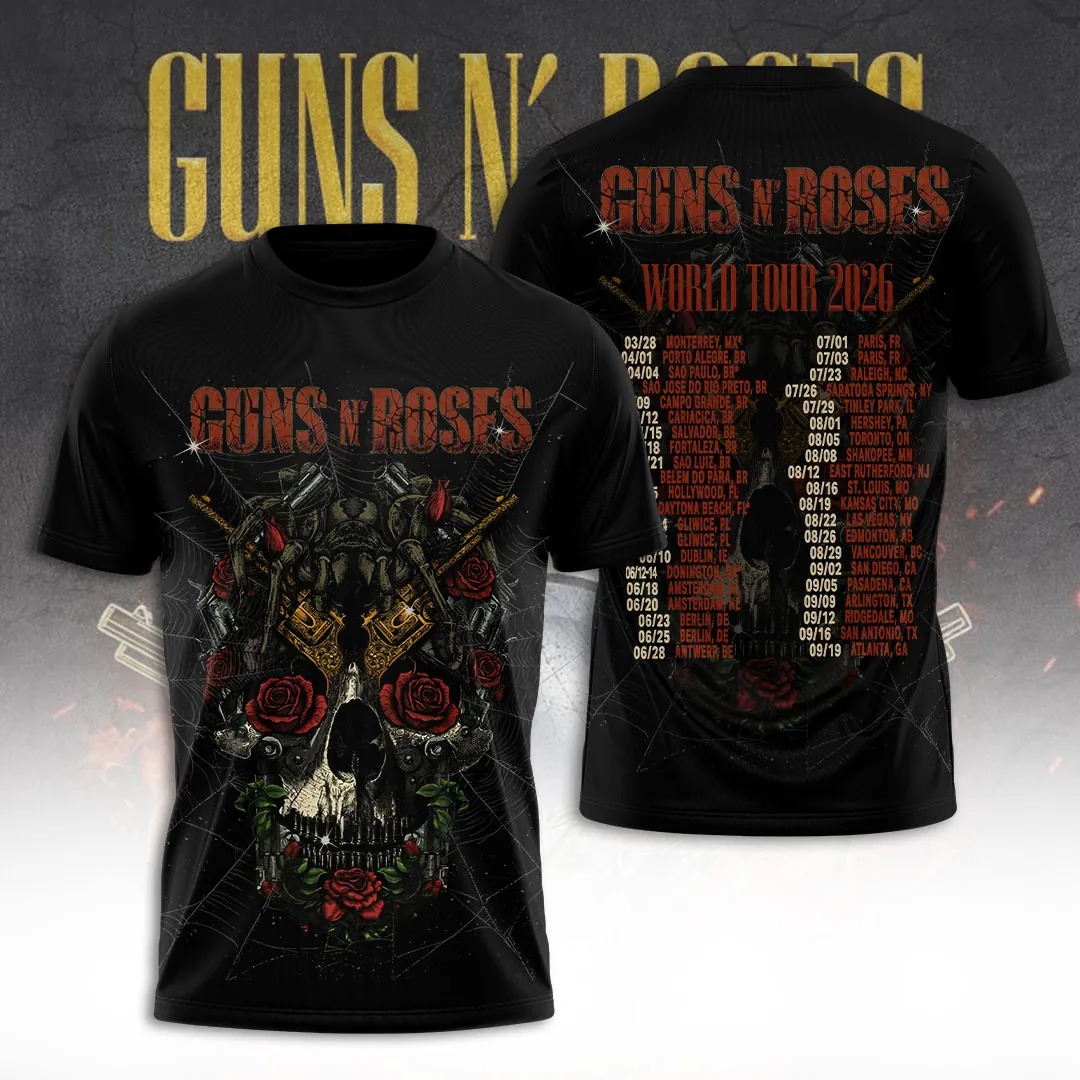 Guns N’ Roses Tour 2026 3D Apparel T-Shirt