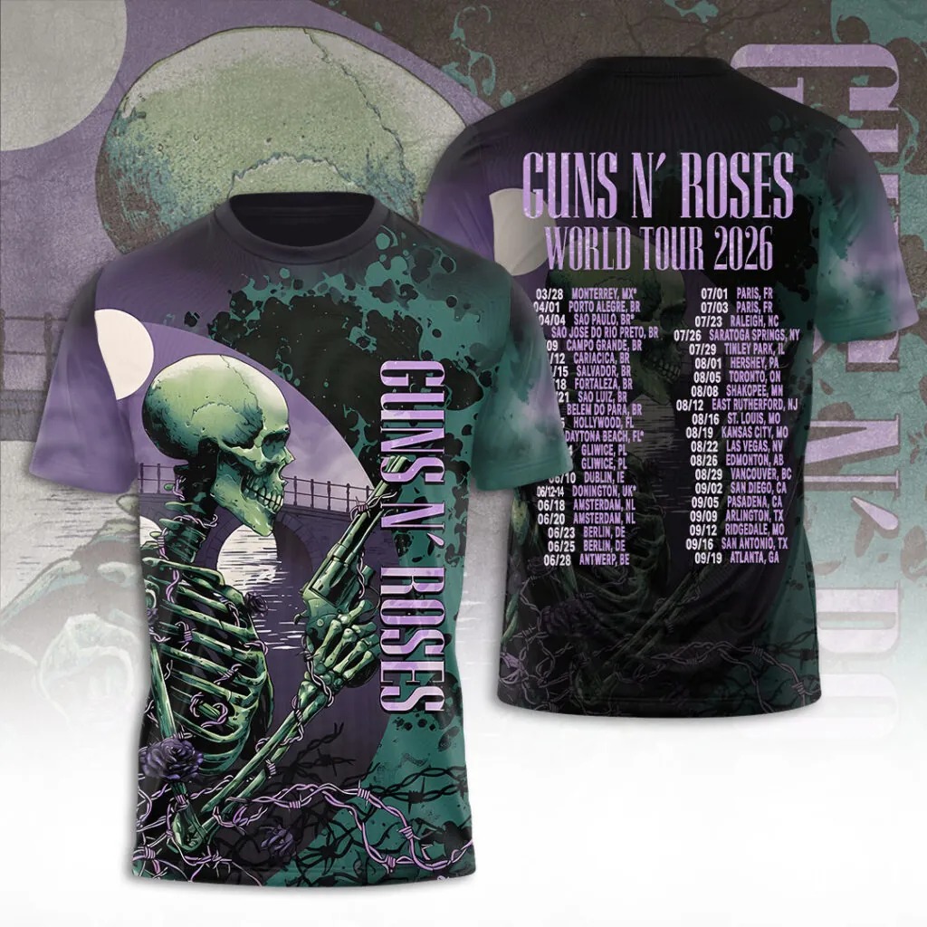 Guns N’ Roses Tour 2026 3D Apparel T-Shirt