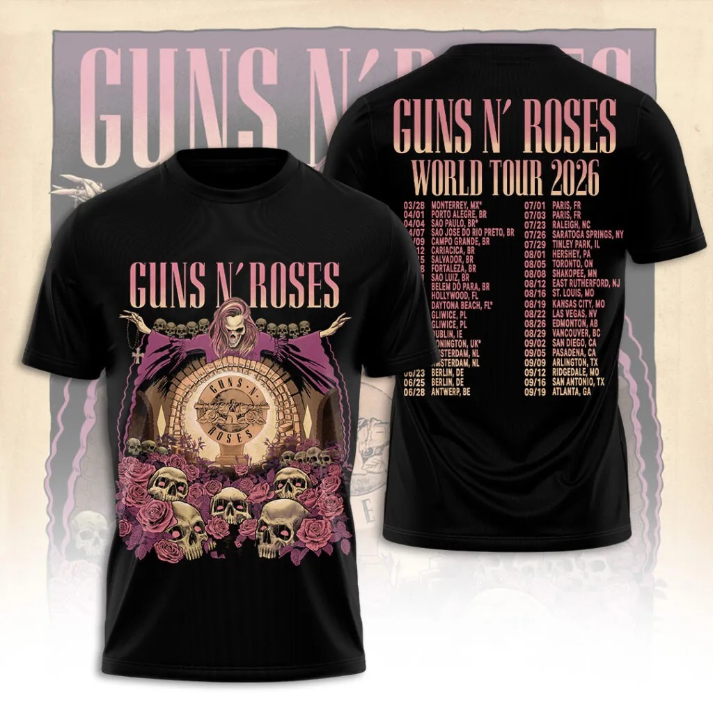 Guns N’ Roses Tour 2026 3D Apparel T-Shirt