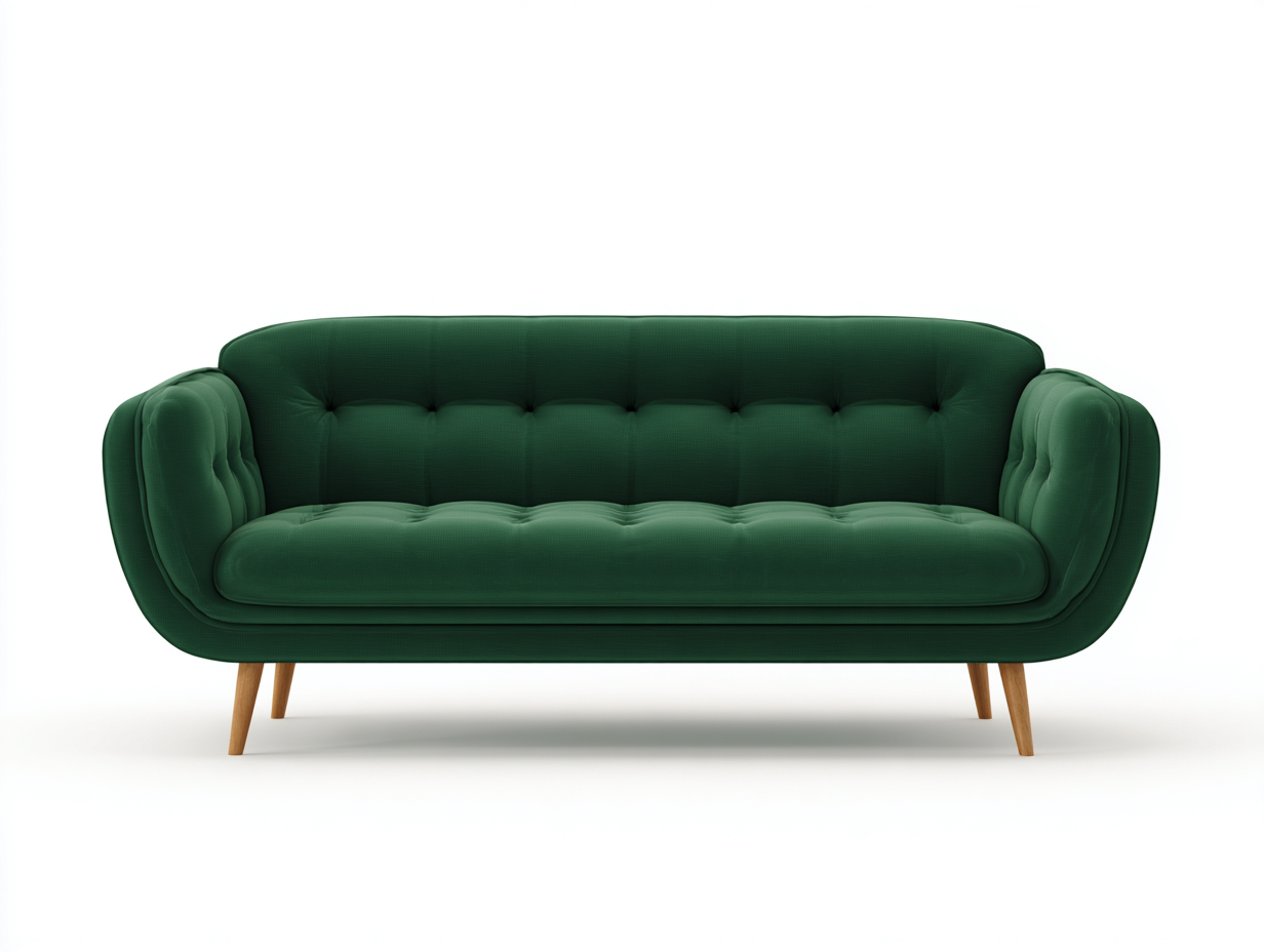 Sofás lineales de terciopelo 210x85x80 cm - Verde - 3 plazas - Diseño moderno-Kasarainterior