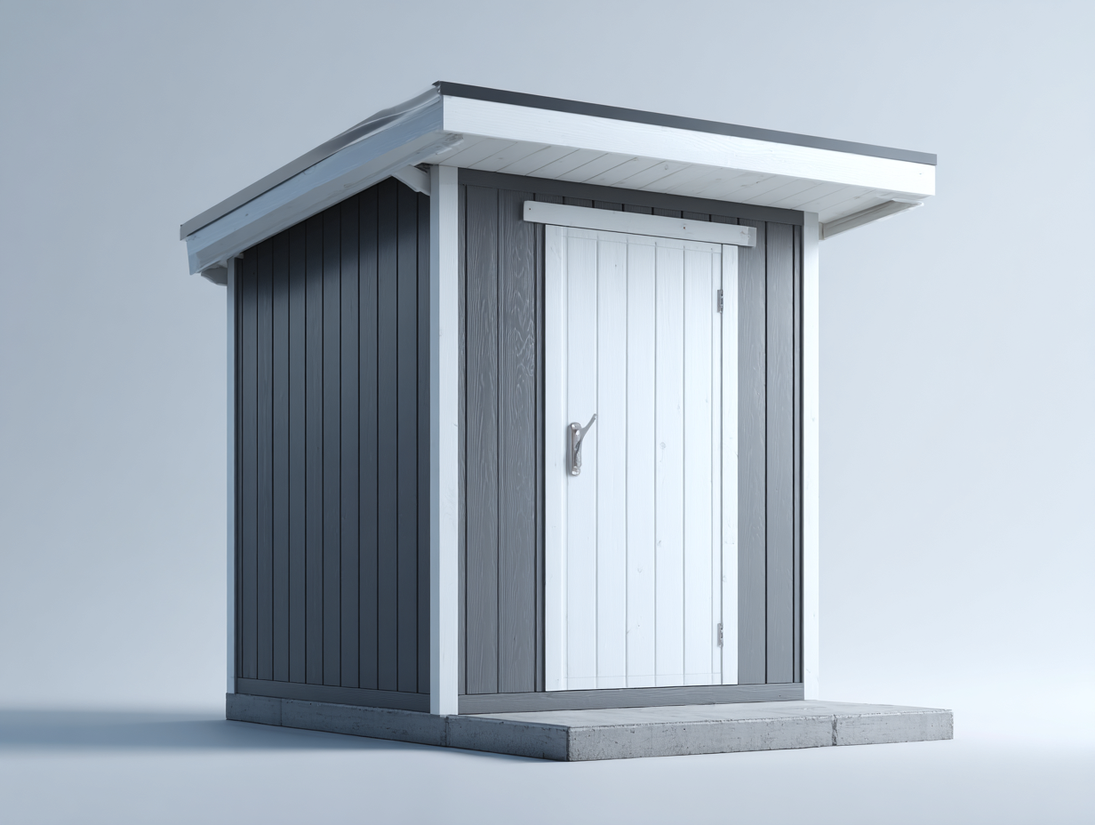 Casetas de jardín madera 180x120x200 cm gris blanco almacenamiento exterior estilo moderno-Kasarainterior