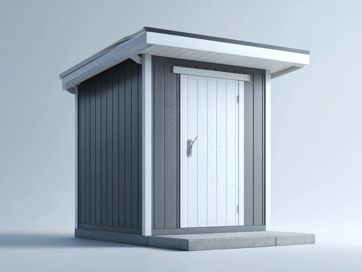Casetas de jardín madera 180x120x200 cm gris blanco almacenamiento exterior estilo moderno-Kasarainterior